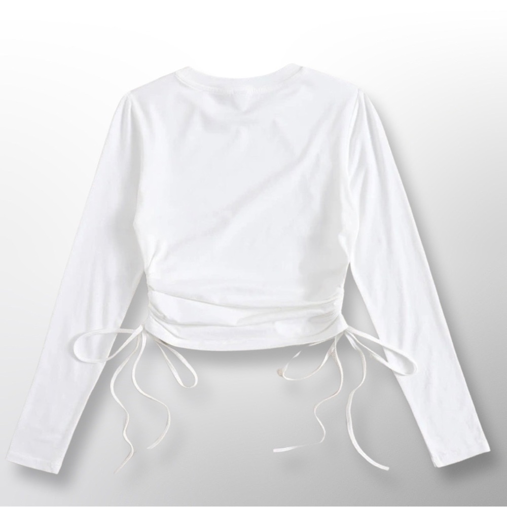 Drawstring Plus-Size White shirt